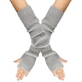 thumbnail image 1 of Wool Blend Arm Warmers Knitted Warm Long Fingerless Gloves Winter Soft Stretchy Mittens with Thumb Hole for Women,Christmas Gifts for Lover(15.7Inch,Light Gray), 1 of 2