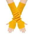 thumbnail image 1 of Wool Blend Arm Warmers Knitted Warm Long Fingerless Gloves Winter Soft Stretchy Mittens with Thumb Hole for Women,Christmas Gifts for Lover(15.7Inch,Orange), 1 of 2