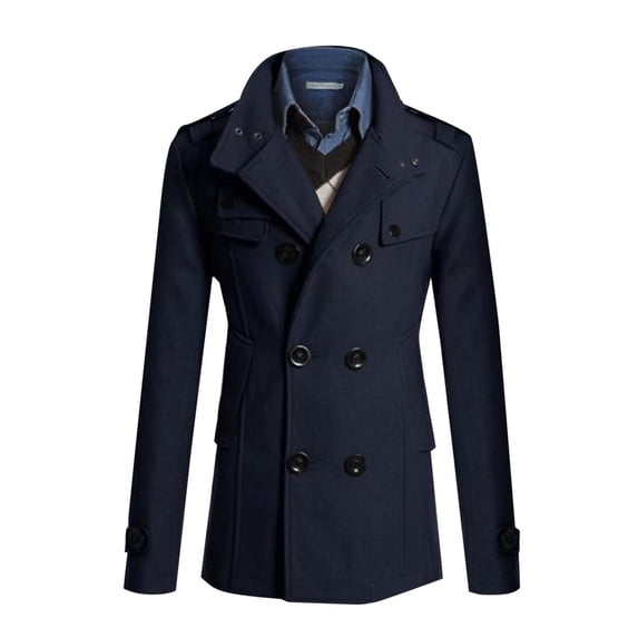 Wool Blend Button Coat for Men Fashion Casual Solid Color Buttons Pockets Long Sleeve Hoodless Casual Outwear Men's Warm Breathable Casual Top