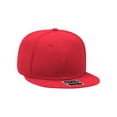 thumbnail image 1 of Wool Blend Flat Bill 6 Panel Snapback Baseball Hat, Red, 1 of 2