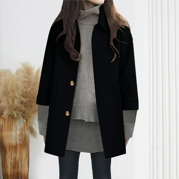 Wool Blend Jackets for Women Formal Business Casual Loose Fit Thick Fleece Winter Coats