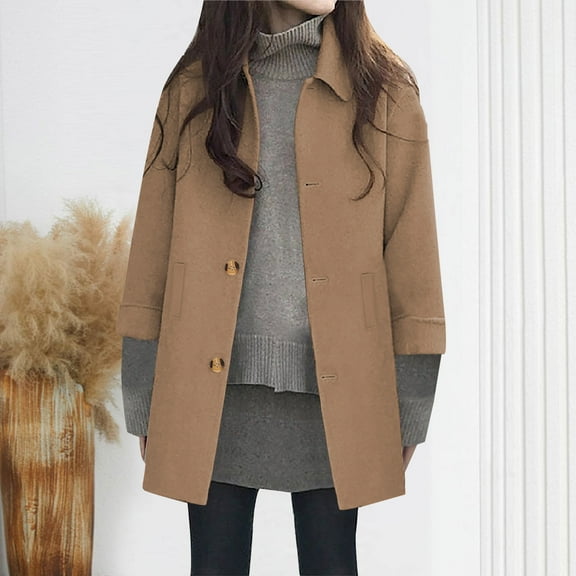 Wool Blend Jackets for Women Formal Business Casual Loose Fit Thick Fleece Winter Coats
