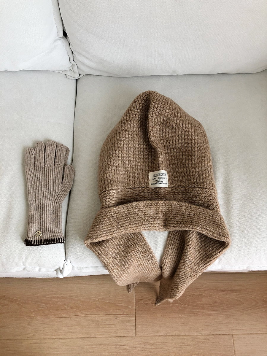 Wool Blend Knitted Beanies Cap For Men&Women  Balaclava Winter Warm Unisex Hooded Hat Neck Collar Scarf Cap Ski Beanie Cold Hats