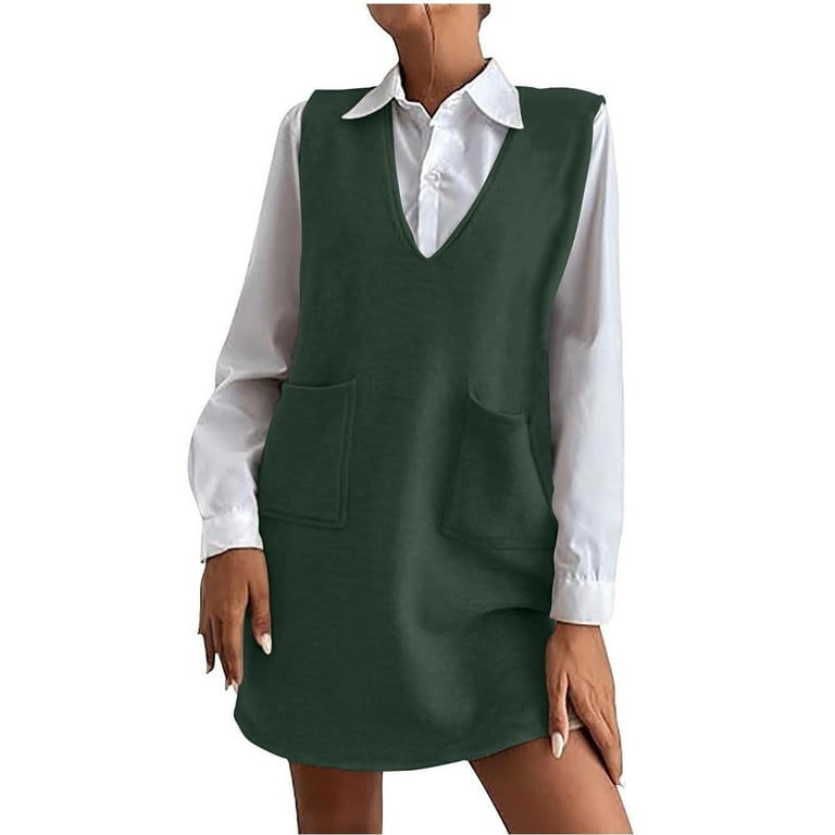 Sleeveless Knitted V Neck Stylish Dress Sleeveless Knitted V Neck Stylish Dress