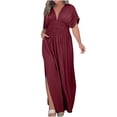 thumbnail image 1 of Wool Blend Mini Dress Women V Neck Sleeveless Knit Loose Tunic Vest Solid Short Sweater Dress with Pockets (XX-Large, Red), 1 of 7
