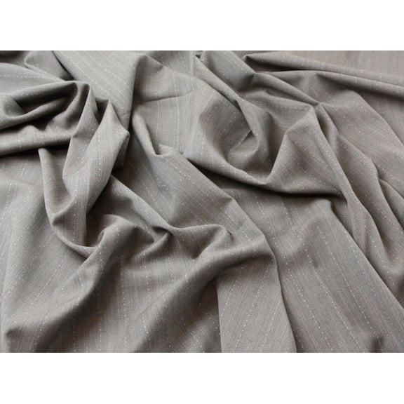 Wool Blend Pinstripe Stretch Suiting Dress Fabric Brown & Pink - per yard