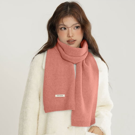 Wool Blend Solid Color Knitted Scarf for Women Warm Shoulder Shawl Wrap Versatile Layering Accessory for Cold Weather