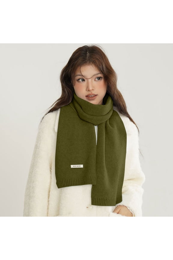 Wool Blend Solid Color Knitted Scarf for Women Warm Shoulder Shawl Wrap Versatile Layering Accessory for Cold Weather