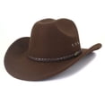 thumbnail image 1 of Wool Blend Western Cowboy Hat for Men Classic Fedora Hat Felt Hats with One Decorative Bands, 1 of 5