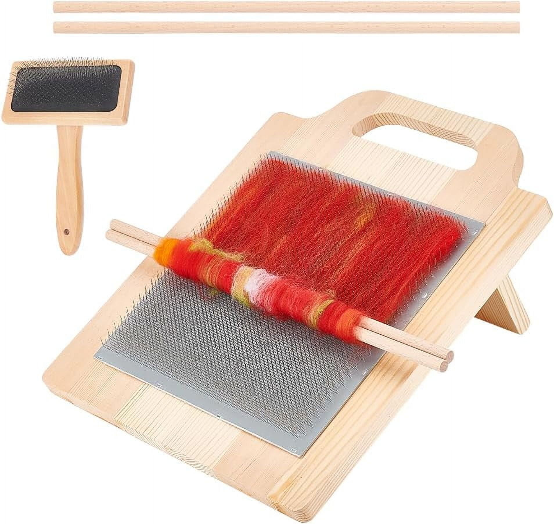 Wool Blending Board Carding Brush Set 14.2x12.5x6.2inch Fiber Blending Board with 1pcs Wool Brush 2pcs Wood Craft Sticks for Mix Colors Organize Wool Fibers