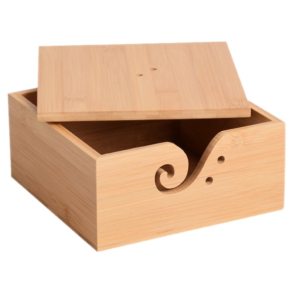 Wooden Yarn Bowl for Knitting and Crochet - Portable Wool Yarn Holder Storage Container with Jewelry Box Design