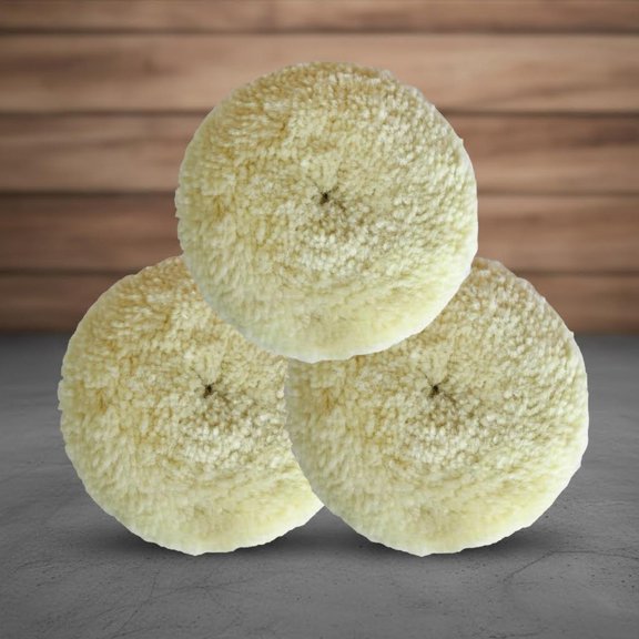 Wool Buffing Pad Kit, Natural Wool Hook and Loop Grip Pad for Compound Cutting and Polishing for Car, Boats, Trucks and RVs, Motorcycle, Washing Machine