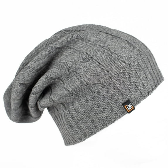 Wool Cable Knit Beanie Hat for Men or Women - Super Soft Merino Wool - Made in The USA - Grey