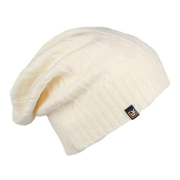 Wool Cable Knit Beanie Hat for Men or Women - Super Soft Merino Wool - Made in The USA - Natural