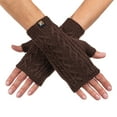 thumbnail image 1 of Wool Cable Knit Fingerless Mittens - Made in the USA - Super Soft Merino Wool - Small - Harvest Brown, 1 of 7