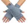 thumbnail image 1 of Wool Cable Knit Fingerless Mittens - Made in the USA - Super Soft Merino Wool - Small - Blue Grey, 1 of 7