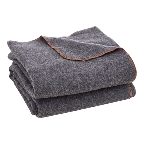 Wool Camping Blanket 64x88 Inch, Waterproof Windproof Flame Retardant, 80% Wool, for Outdoor Picnic Hiking Stadium Travel, Light Grey