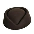 thumbnail image 1 of Wool Cap Stewardess Pillbox Hat Teardrop Fascinator Base Sweet Design Coffee One Size, 1 of 3