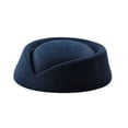 thumbnail image 1 of Wool Cap Stewardess Pillbox Hat Teardrop Fascinator Base Sweet Design Dark Blue One Size, 1 of 3