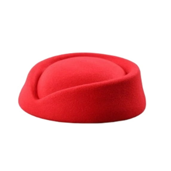 Wool Cap Stewardess Pillbox Hat Teardrop Fascinator Base Sweet Design Red One Size