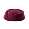 thumbnail image 1 of Wool Cap Stewardess Pillbox Hat Teardrop Fascinator Base Sweet Design Wine One Size, 1 of 3