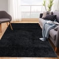 thumbnail image 1 of Wool Carpet Non-woven Bottom 100% polypropylene 1300g Fleece 1.2 inch Wool Height Modern Area Rug Large Floor Mat and Rug for Living Room Black 5'*8', 1 of 7