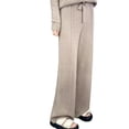 thumbnail image 1 of Wool Casual Pants Solid Color Straight Wide Leg Knitting Trousers with Drawstring High Waist Thickened Slacks, 1 of 8