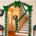 thumbnail image 1 of Wool Christmas Garland Strand, Heavy Duty Striped Decoration for Indoor Xmas Tree and Fireplace Mantel, Long Festive Party Decor(Green), 1 of 6