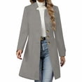 thumbnail image 1 of Wool Coats For Women Casual Stand Collar Long Pea Coat 2025 Winter Fashion Single Breasted Warm Jacket Overcoat Pocket, 1 of 9