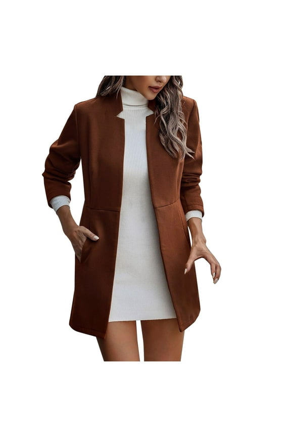 Wool Coats for Women Solid Color Cardigan Jackets Short Trench Jacket Overcoat Long Sleeve Lapel Jacket Outwear Coats coats for women