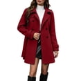 thumbnail image 1 of Wool Coats for Women, Women's Peacoat Double Breasted Pea Coat Mid-Length Dress Coat Warm Winter Overcoat(Wine,S), 1 of 8