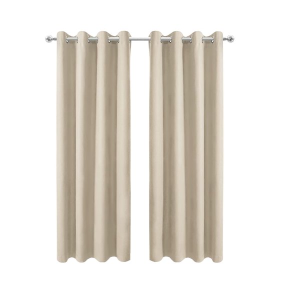 Wool Curtains 50x84 Inch Beige - Soundproof Buckle Drapes for Bedroom, Living Room - Heavyweight Thermal Insulated Window Treatments