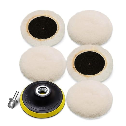 Buffing & Polishing Pad Kit - 6 Inch (150mm) Hook & Loop Pads For Orbital Polisher, Drill, Car Detailing