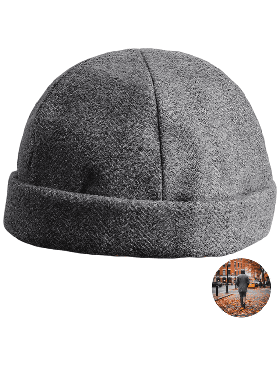 Wool Docker Hat In Gray, Fashion Skullcap Beanie, Fisherman Cap For Men And Women, 9.8 X 7.9 X 1.2 In