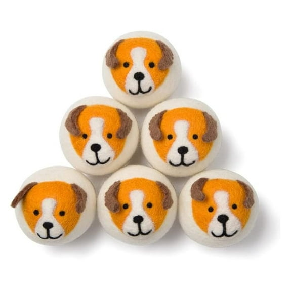 Wool Dryer - 6-Pack - XL Premium Natural Fabric Softener Award-Winning - Wool Replaces Dryer Sheets - Wool for Dryer - Laundry for Dryer (Playful Pups)