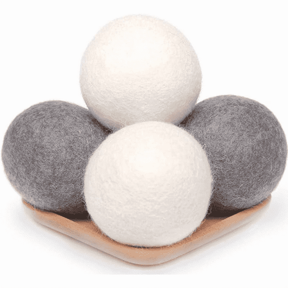 TJOUL Wool Dryer Balls 4 pack XL, 2.96 inch Premium New Zealand Wool Laundry Balls, Organic Natural Fabric Softener, Baby Safe, Reduce Wrinkles