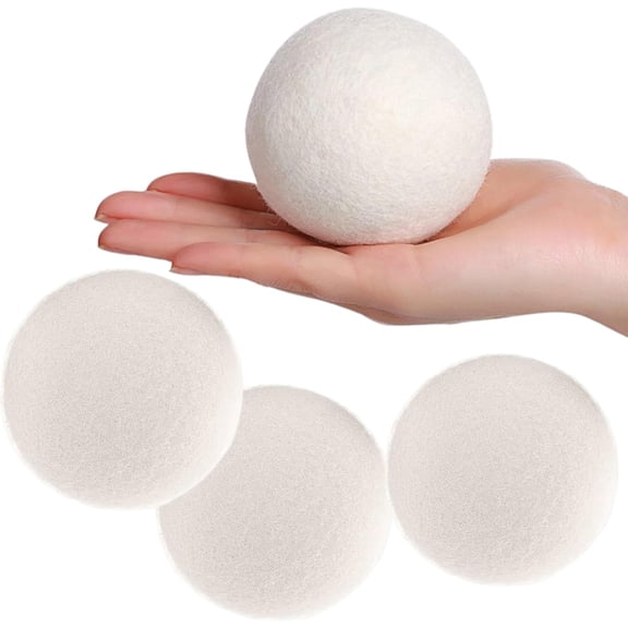 Wool Dryer Balls  4 XL Organic Wool Balls, Reusable Natural Fabric Softener, Reduce Drying Time, Wrinkles, Static & Laundry Clumping, Eco-Friendly Laundry Balls