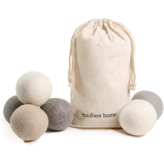 Wool Dryer Balls, 6-Pack XL Laundry Dryer Balls, Reusable Natural Fabric Softener, Reduces Wrinkles and Drying Time