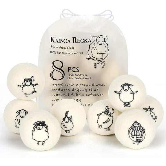 Wool Dryer Balls, 8 Pack, Organic Dryer Balls, 100% New Zealand Wool Handmade Chemical-Free Eco Dryer Balls - Anti Static-kainga recka