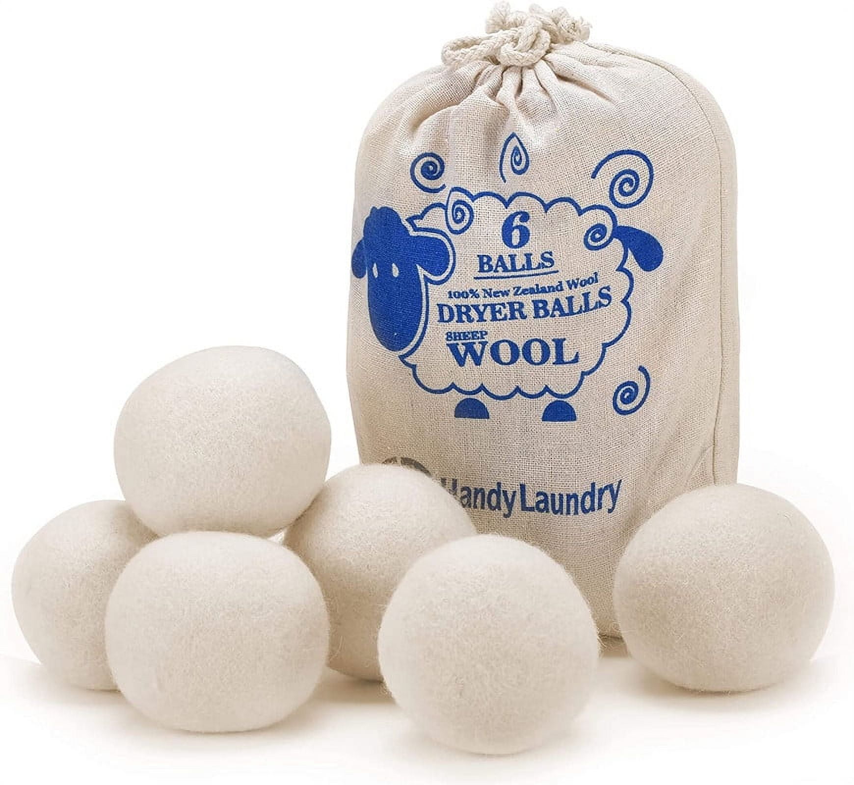 Wool Dryer Balls Natural Fabric Softener, Reusable, Reduces Clothing Wrinkles and Saves Drying