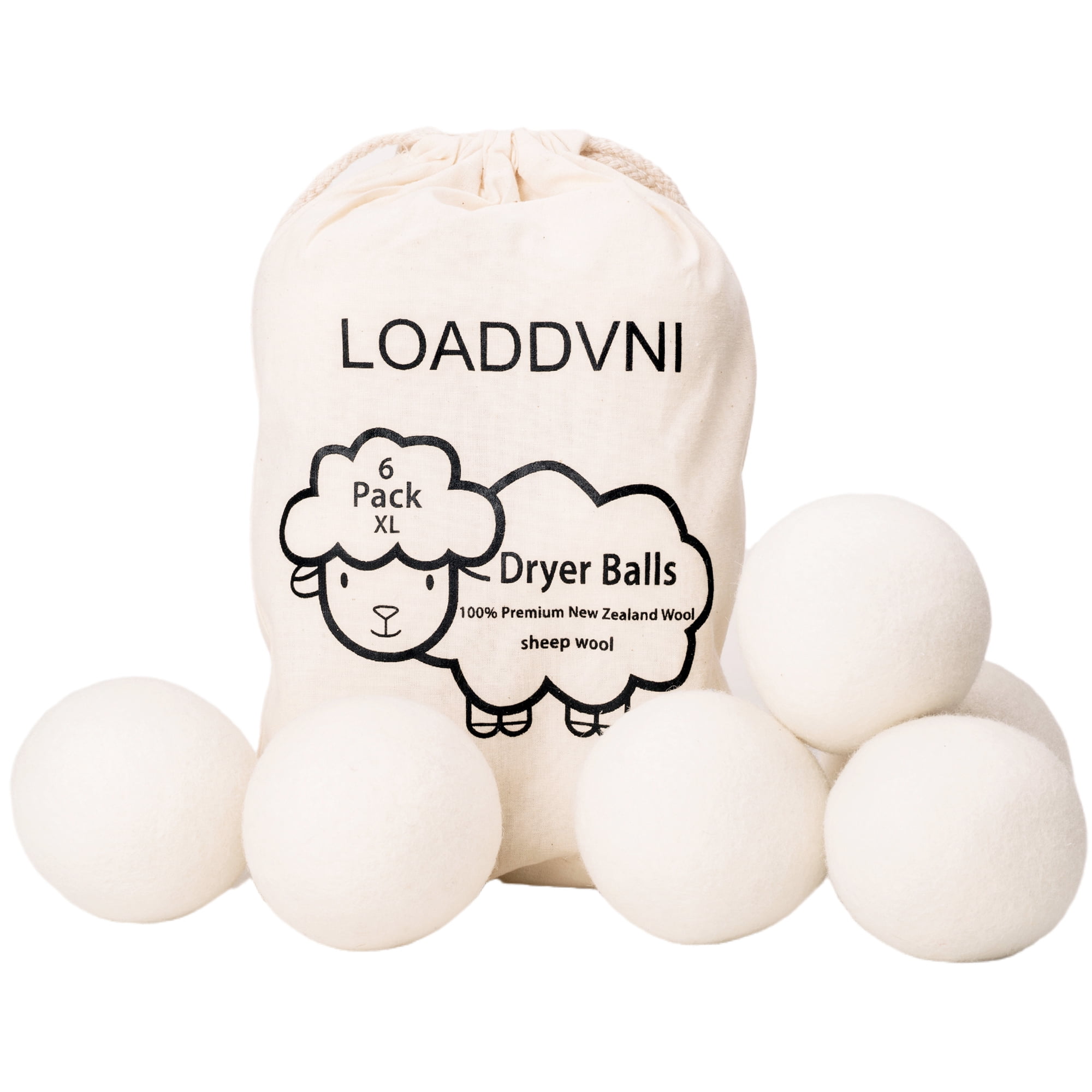 Loaddvni Wool Dryer Balls Organic XL 6 Pack Reusable Plastic Free 