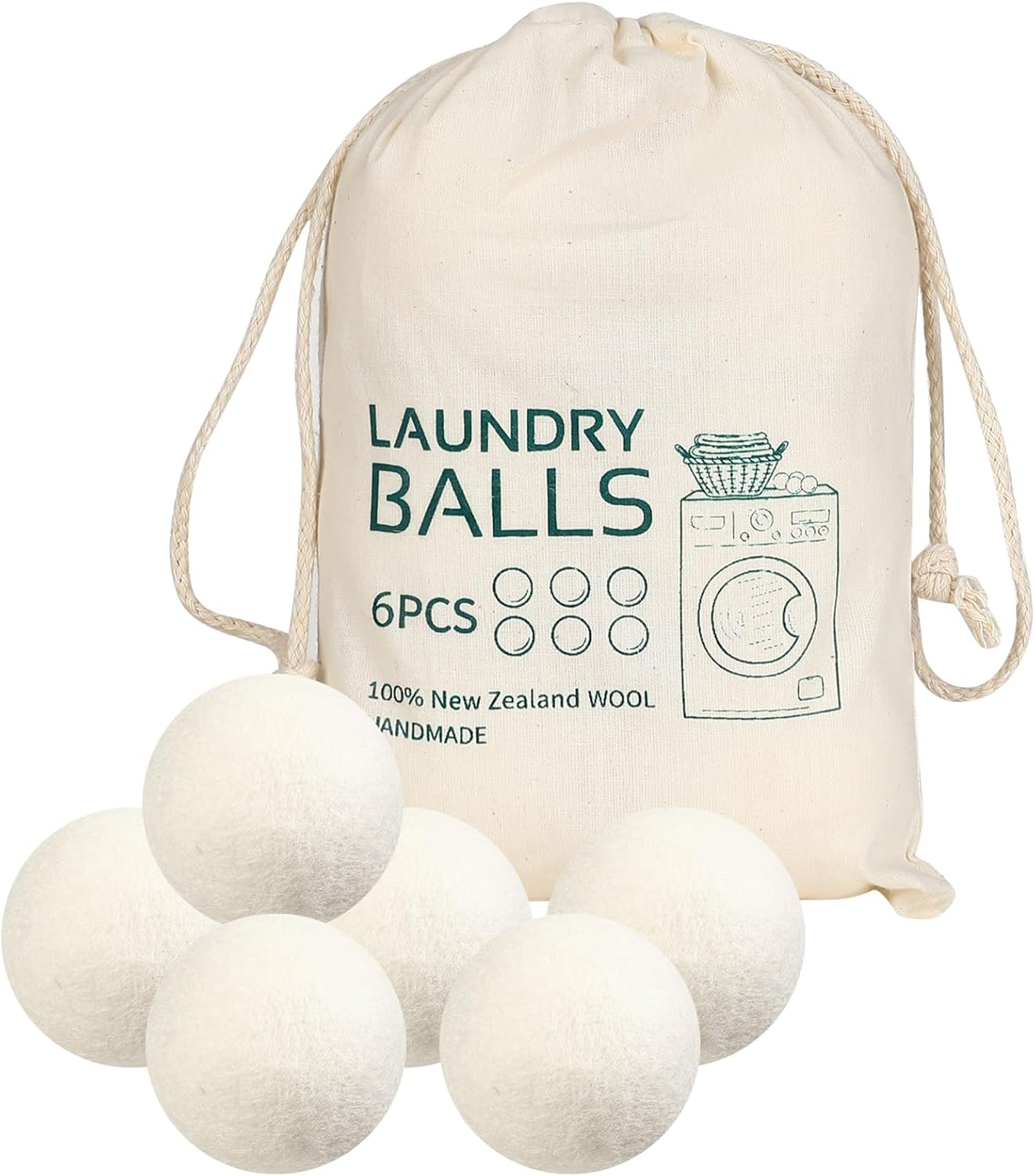 Wool Dryer Balls Reusable Laundry Dryer Balls Natural Fabric Softener ...