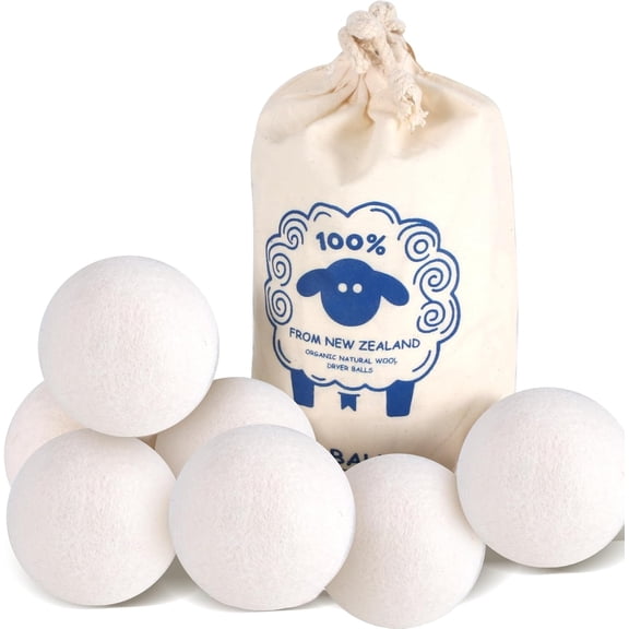 Wool Dryer Bs (2.4")6-Pack, Laundry Reusable, Natural Fabric Softener, Reduces Clothing Wkles, Cuts Drying Time, A More Effective Alternative to Plastic and Liquid Softeners