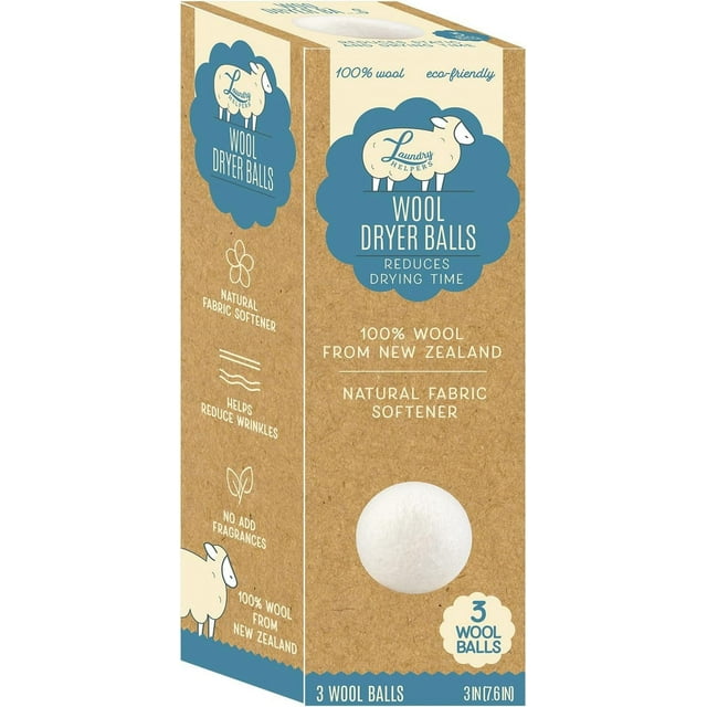 Wool Dryer Reusable Natural Fabric Softener, Reduce Static Cling, White