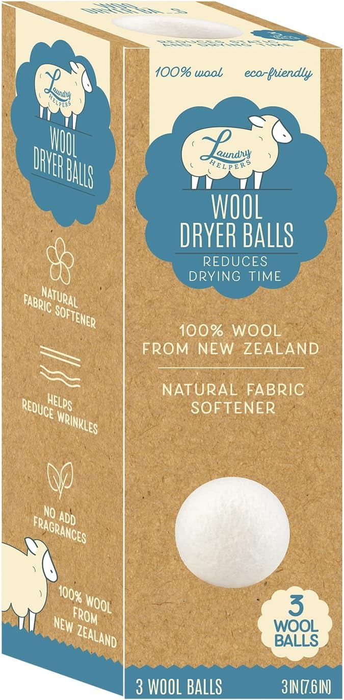 Wool Dryer Reusable Natural Fabric Softener, Reduce Static Cling, White