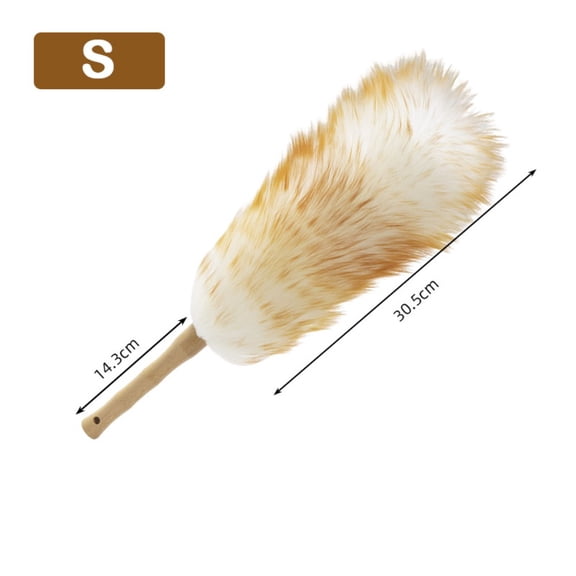 Wool Duster Brush Long Handle Soft Washable Dust Cleaner Reusable Cleaning Tool for Furniture Home