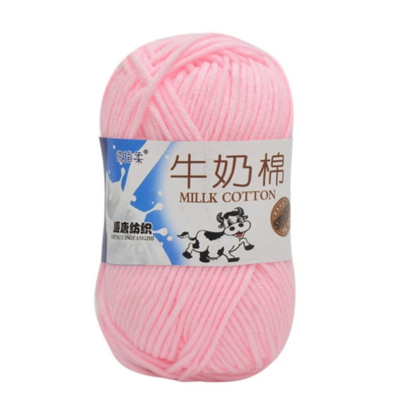 Wool Ease Colorful and Quick Yarn Handicraft Knitting Scarves Yarn Cotton Yarn for Dishcloths Eco-Friendly Yarn Loops and Threads Yarn Five Strand Milk Cotton Yarn Pink (1Pcs)