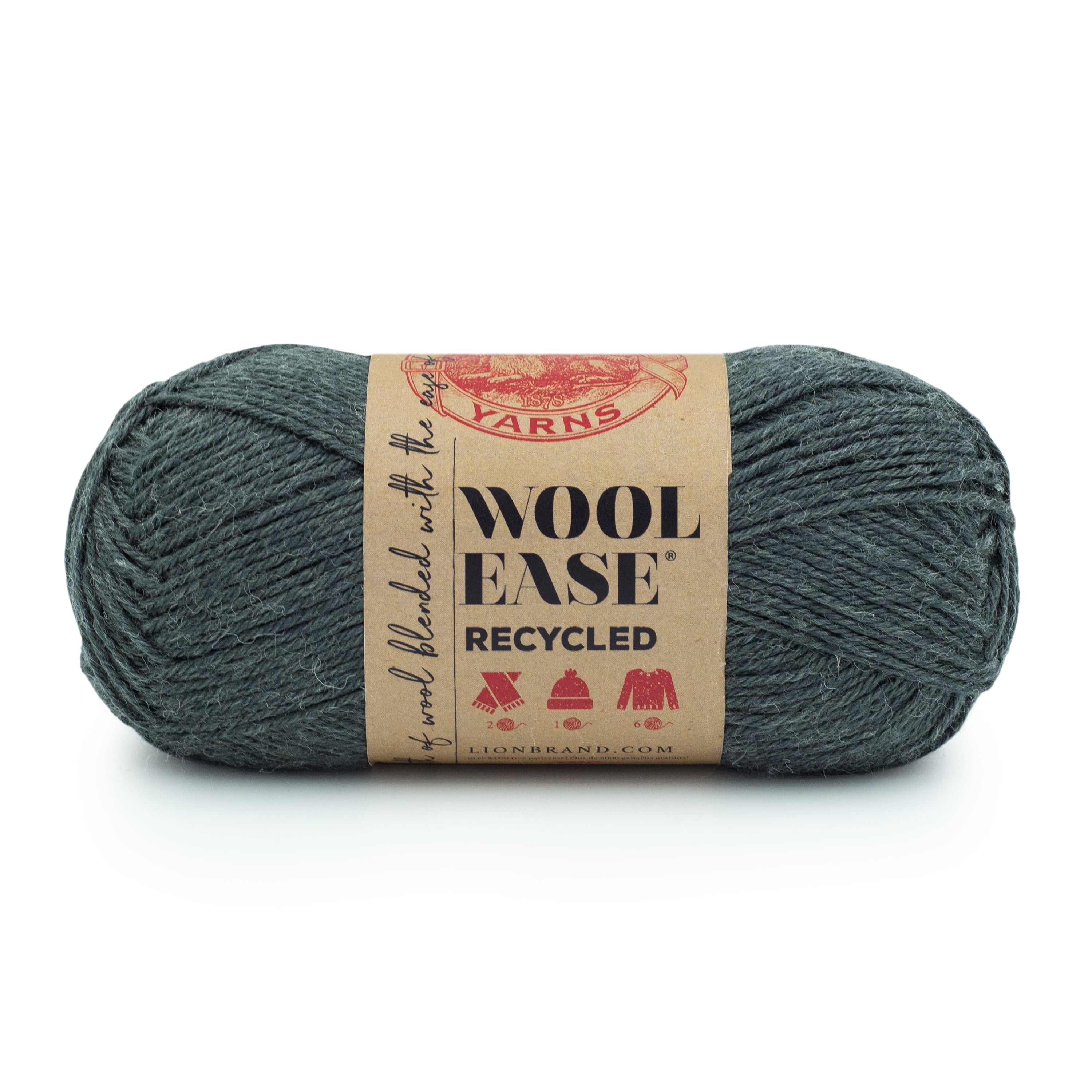 Charcoal Medium Weight Recycled Wool Acrylic Yarn, 196 Yards