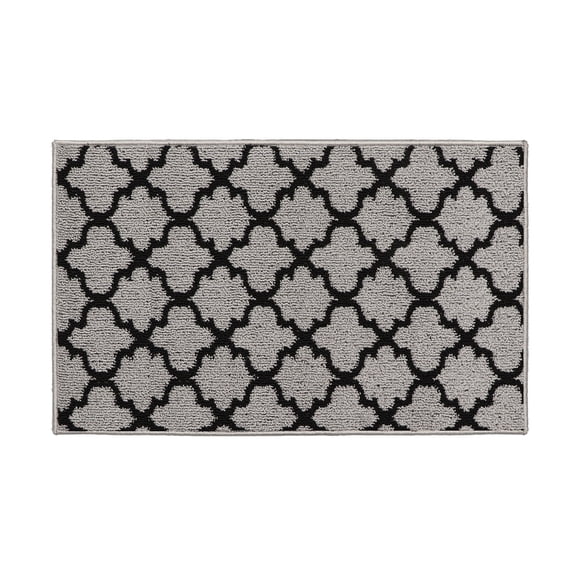 Evideco Wool Effect Arabesque Kitchen Mat 32" L x 20" W x 1/4" H - Gray/Black