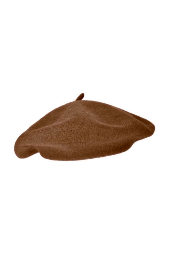 Wool Fashion Beret - ONE SIZE FITS MOST - Brown